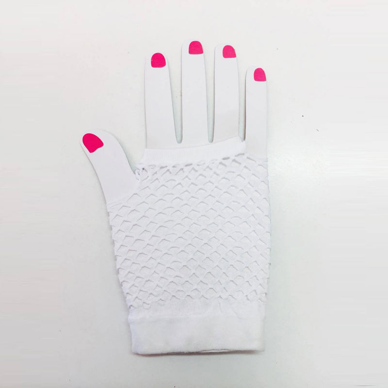 fishnet gloves white