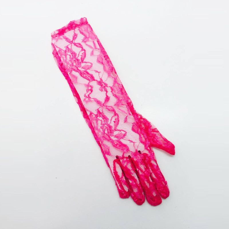 hot pink lace gloves