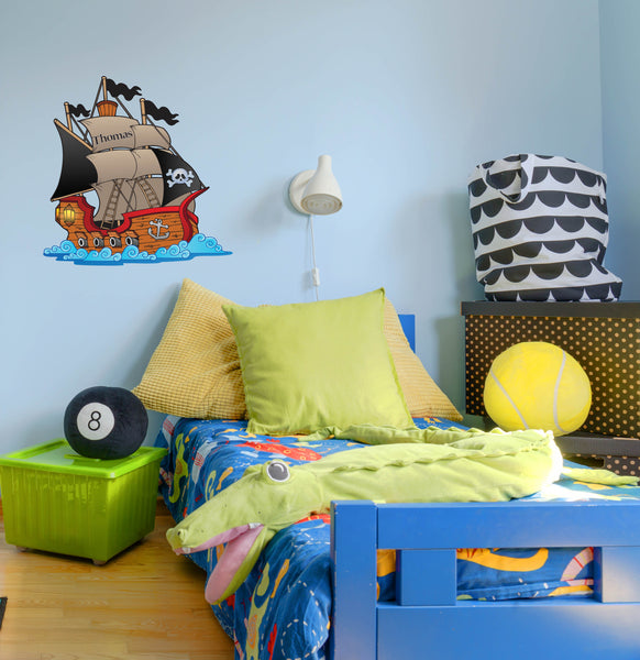 Personalised Pirate Ship Boys Girls Bedroom Wall Sticker