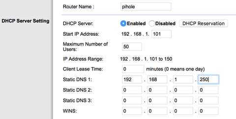 Configure your router’s DHCP options to force clients to use Pi-hole as their DNS server