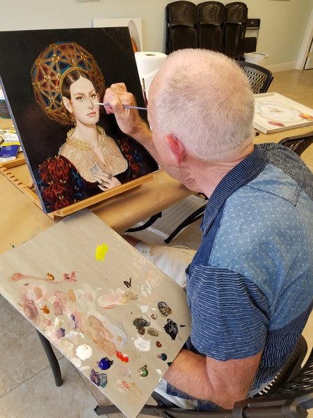 InternationalGalleryOrg Fine Art and Reproductions Artist Joseph Yznaga Regan Restoring Painting Lady Sophia