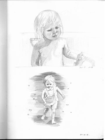 portrait sketch of a sleeping child about face illustration drawing painting commission