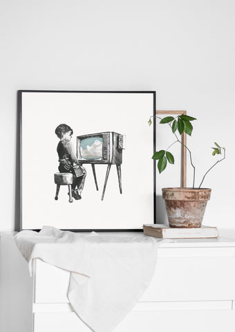 boy with tv print