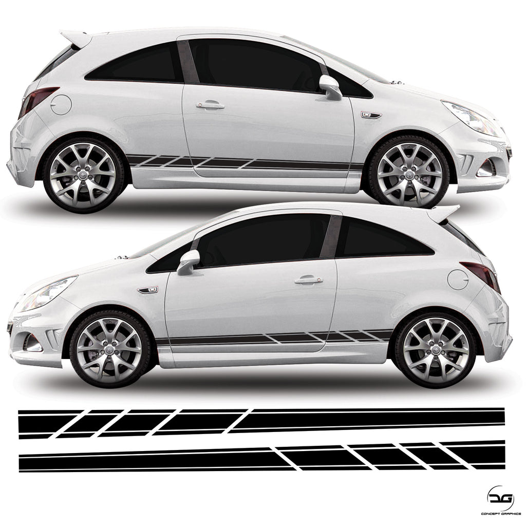 Vauxhall Adam 007 side racing stripes decals vinyl graphics stickers Corsa 