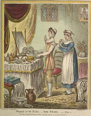 Victorian toilette, The Stays, James Gillray, 1810