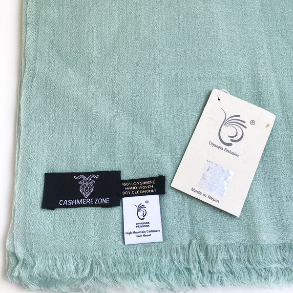 diamond weave cashmere shawl mint