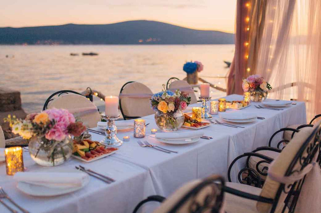 Decorated wedding dining table