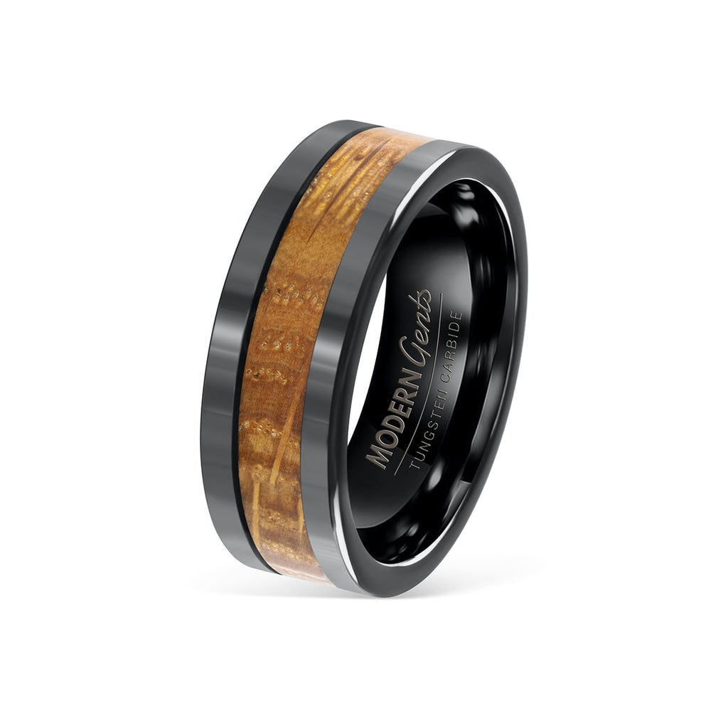 Whiskey Barrel Ring 8mm Wood Tungsten Wedding Band