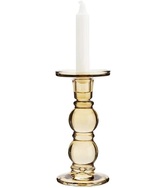 Antiqued Brass Ribbed Pillar Candle Holder