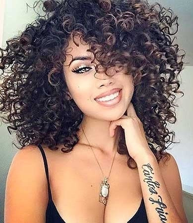 Short Curly Hair Messy Bob With Bangs