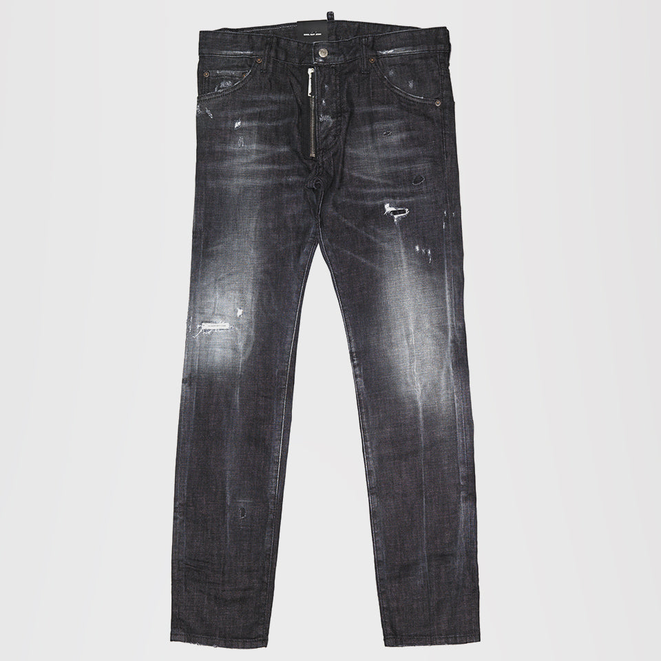 DSQUARED2 TAPERED DENIM JEANS LIGHT GREY
