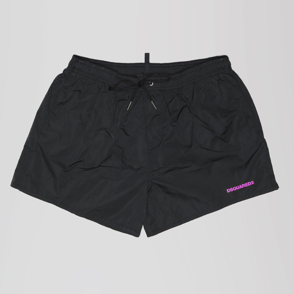DSQUARED2 PINK ICON PRINT SWIM SHORTS BLACK