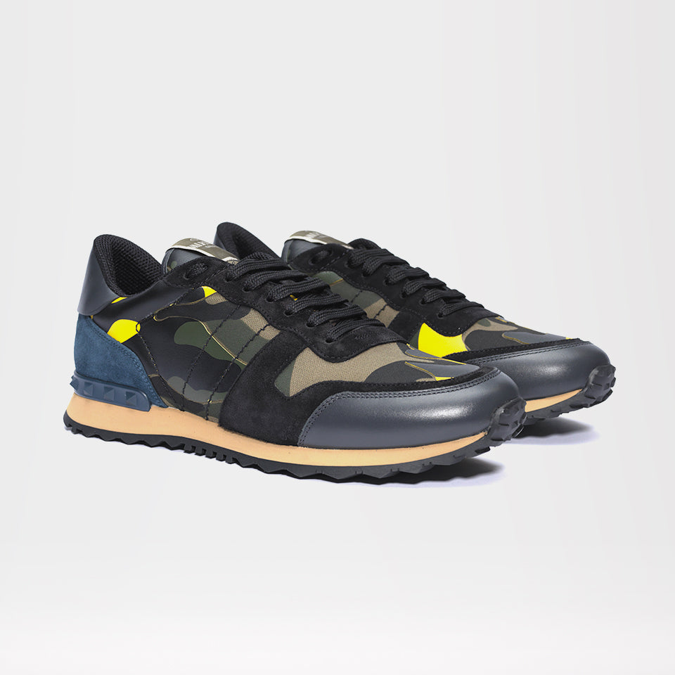 VALENTINO ROCKRUNNER CAMO SNEAKER YELLOW/BLUE