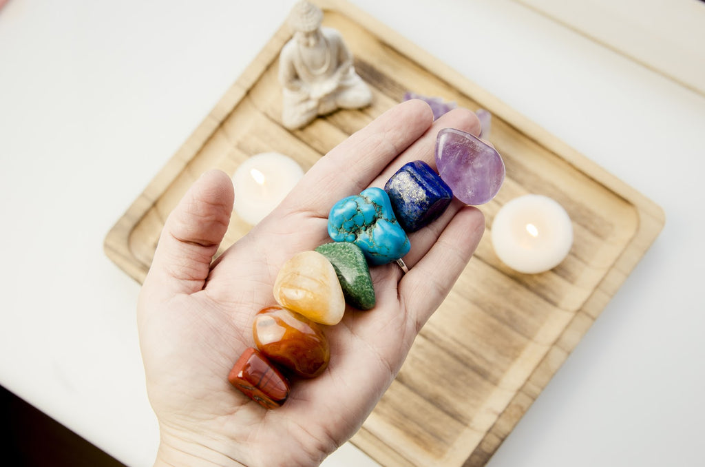 Different colored stones for chakra cleansing