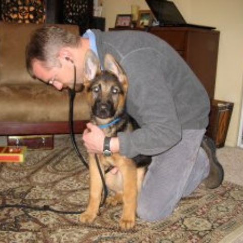 Dr. Keith and German Shepherd puppy