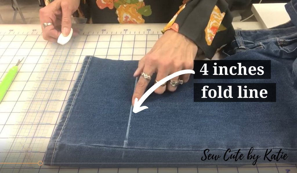 Prepping Jeans for Hemming Marking the Fold Line