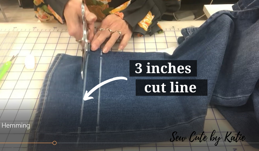 Prepping Jeans for Hemming - Cutting the Cut Line
