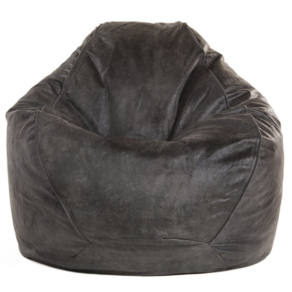 Adult Pear Faux Leather Charcoal Solid Beanbag Chair Bean Bag