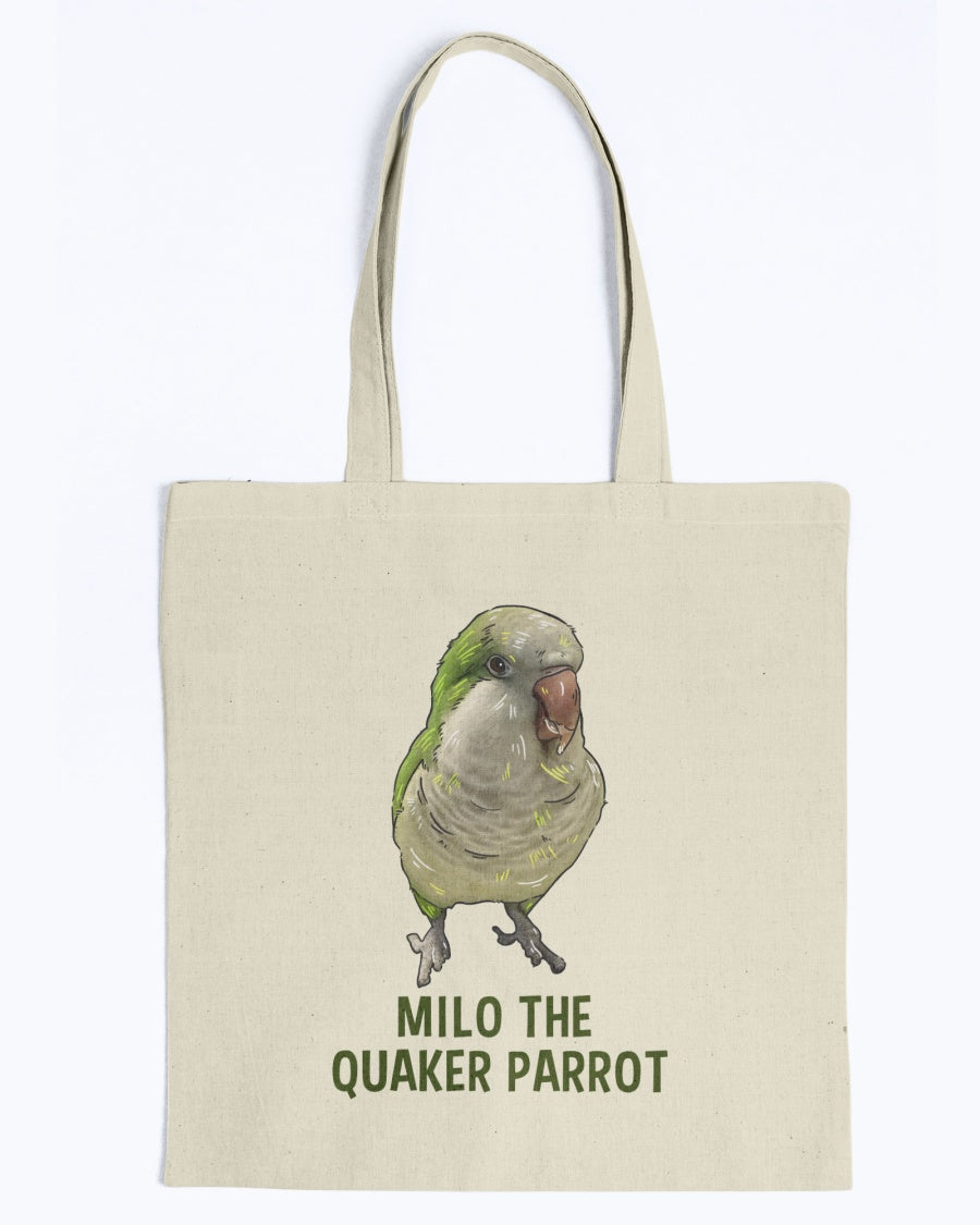 Milo The Quaker Parrot Canvas Tote Bag-Kucicat