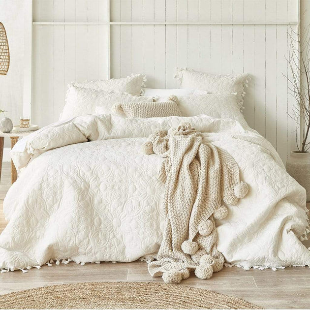 Breanna Silk Cream Quilted Quilt Cover Set Myhouse Aust Pty