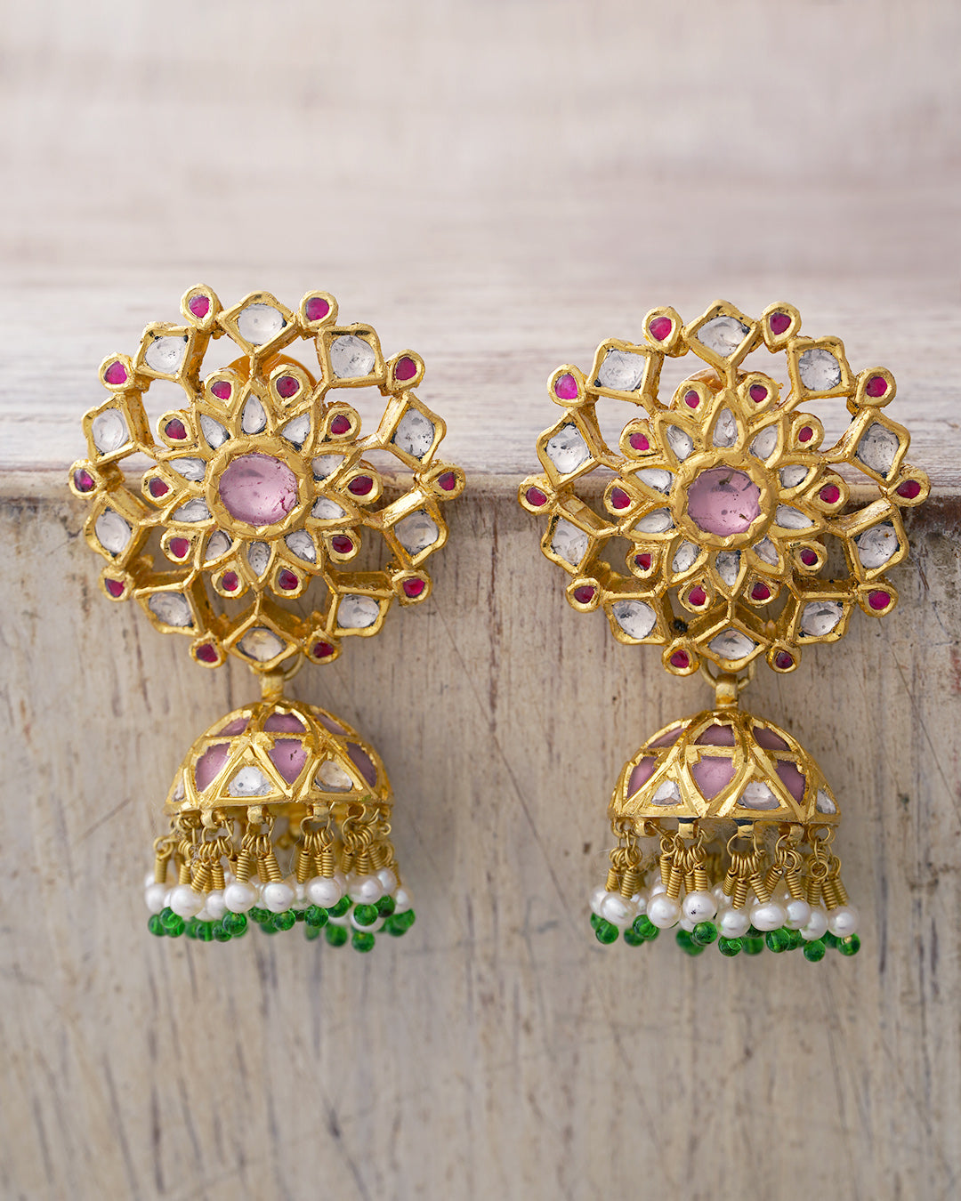 Ananya Gold and Polki Jadau Jhumka Earrings – Timeless Indian ...