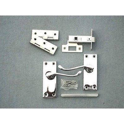 Polished Chrome Victorian Scroll Latch Door Handles Plus Hinges And Latches