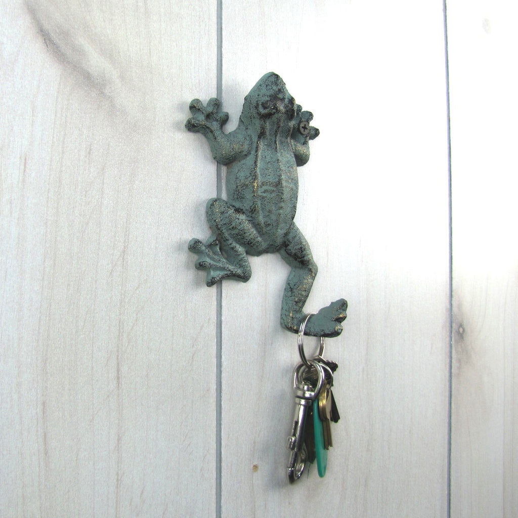 Cast Iron Gecko Frog Door Key Hook Hall Wall Coat Hanger Hat Rack Keyring Holder 