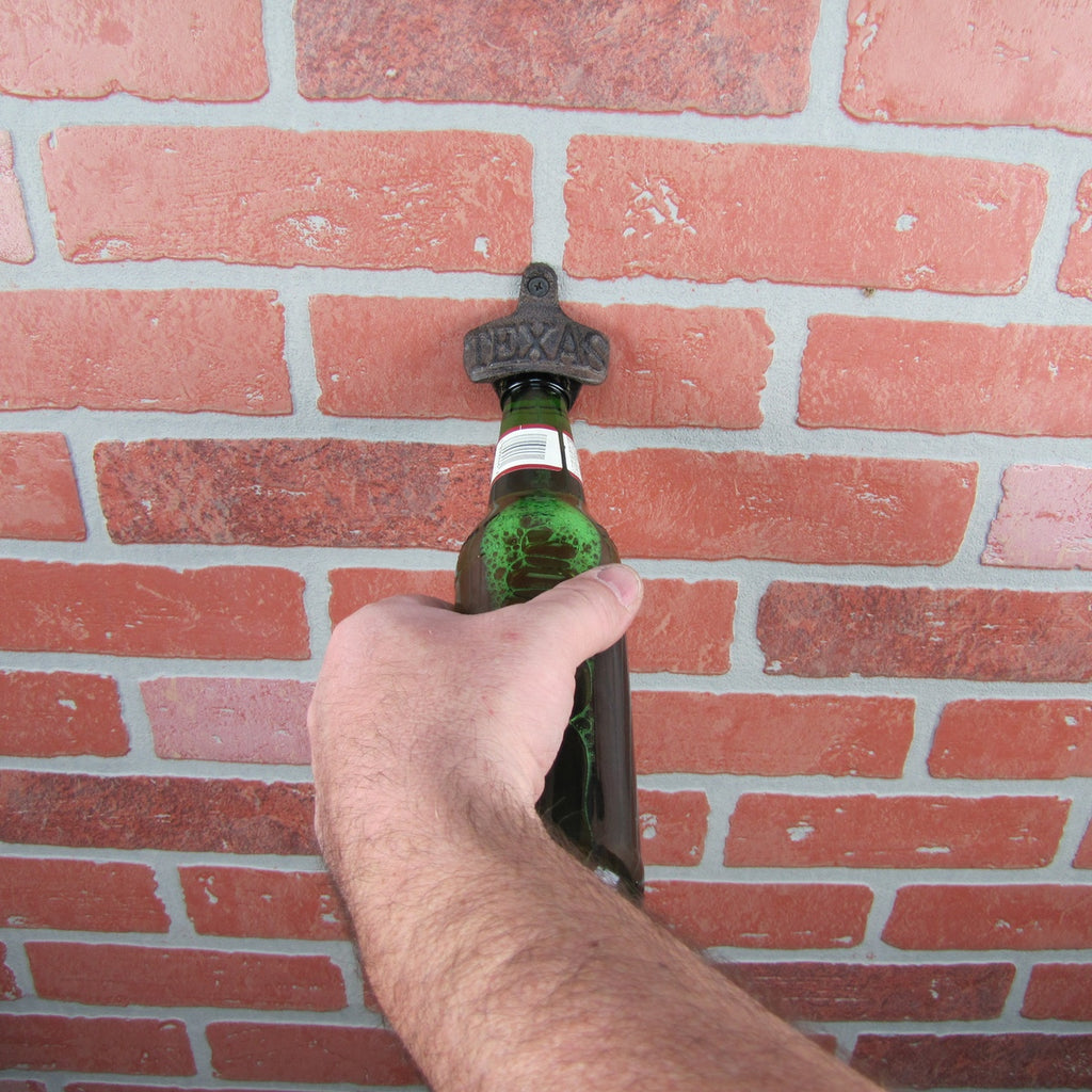 Wall Mount Texas Beer Soda Cap Bottle Opener Rustic Cast Iron TX Bar Pub Decor 