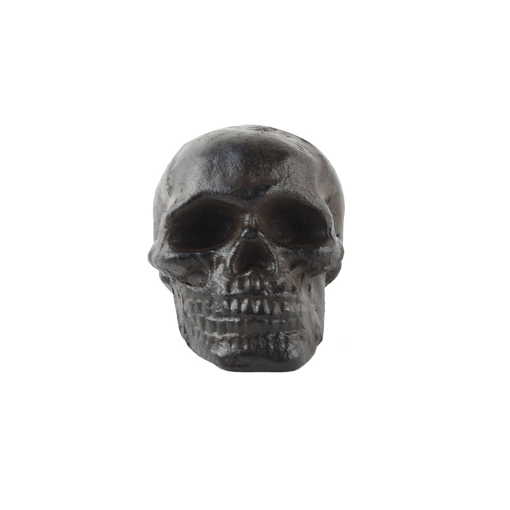 Miniature Biker Skull Figurine Mini Cast Iron Paperweight