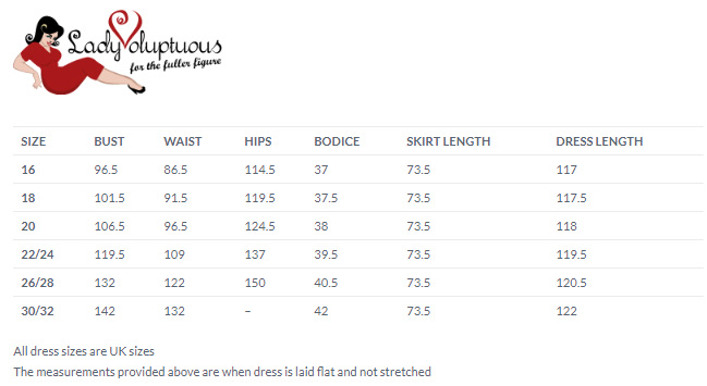 Lady Voluptuous size chart