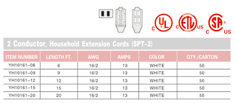 Indoor Extension Cord White