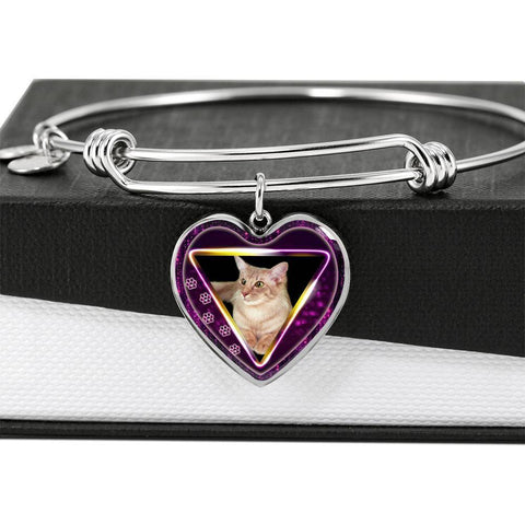 Javanese Cat Print Heart Pendant Bangle-Free Shipping
