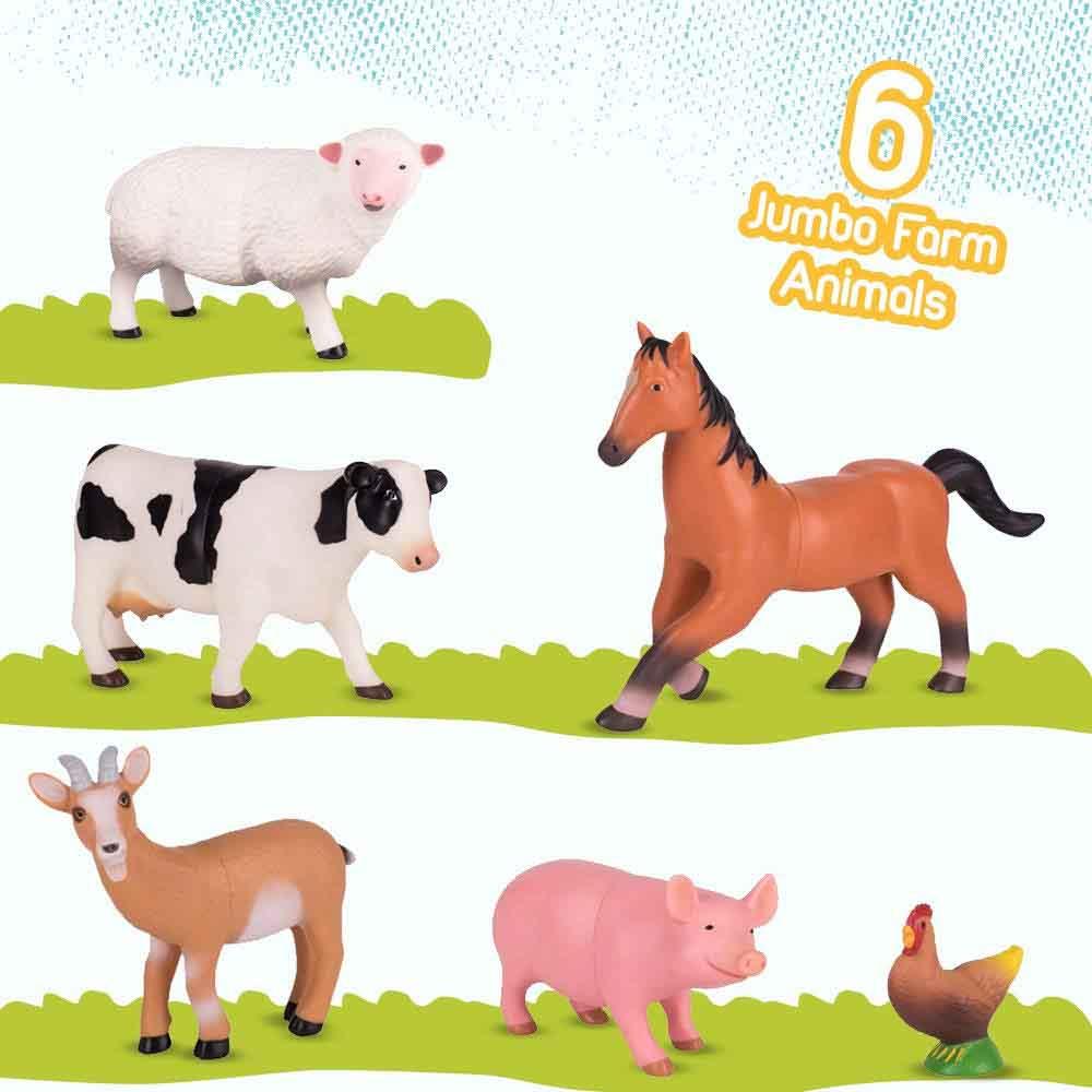 Jumbo Farm Animals For Toddlers - 6 Piece Jumbo Set Plus 4 Fence Piece –  littlebearfoot