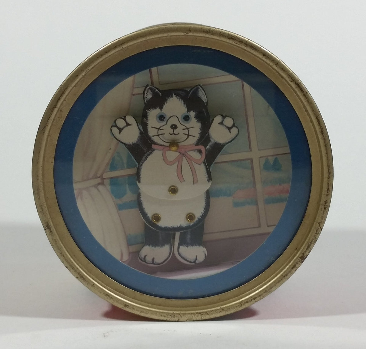 Rare Vintage Otagiri Flash Dance Music Box Black and White Cat Wind Up