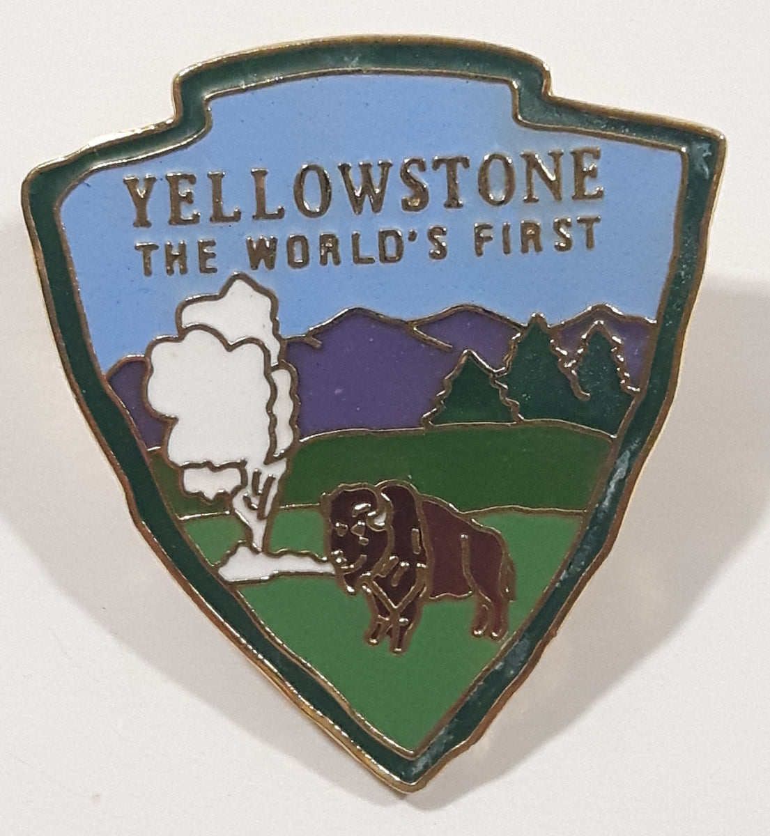 Yellowstone The World's First 1 1/8" x 1 1/8" Enamel Metal Lapel Pin