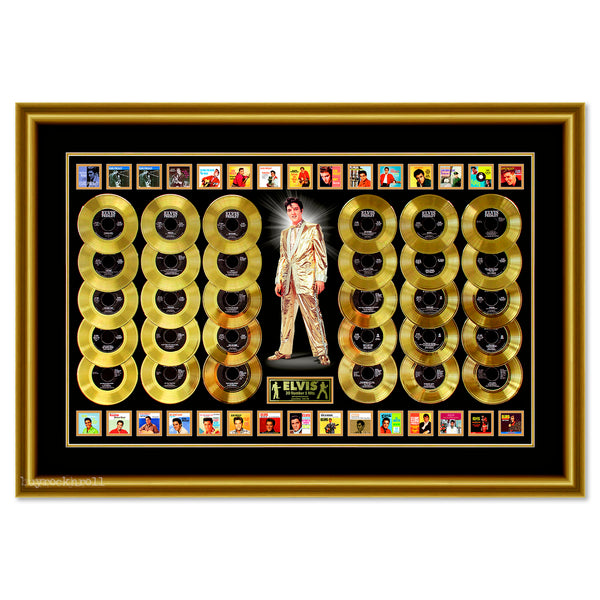Elvis Presley Limited Edition 30 Gold Records Framed Elvis' # 1 Hits 4