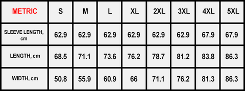 365carmods size guide hoodies metric cm