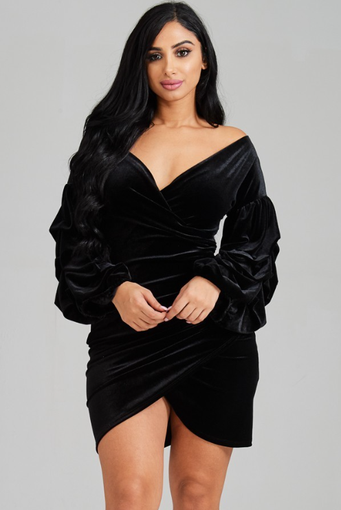 full sleeve velvet dress