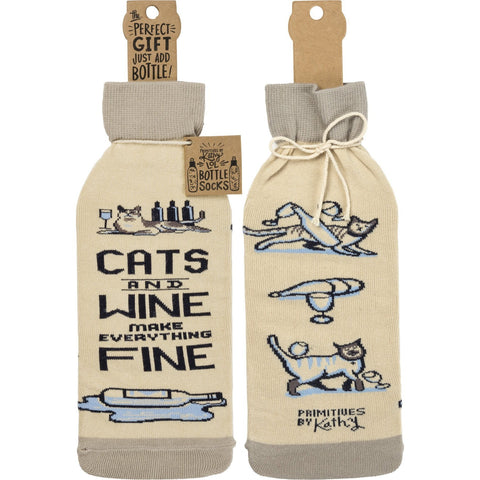Cats And Wine Make Everything Fine Wine Bottle Sock