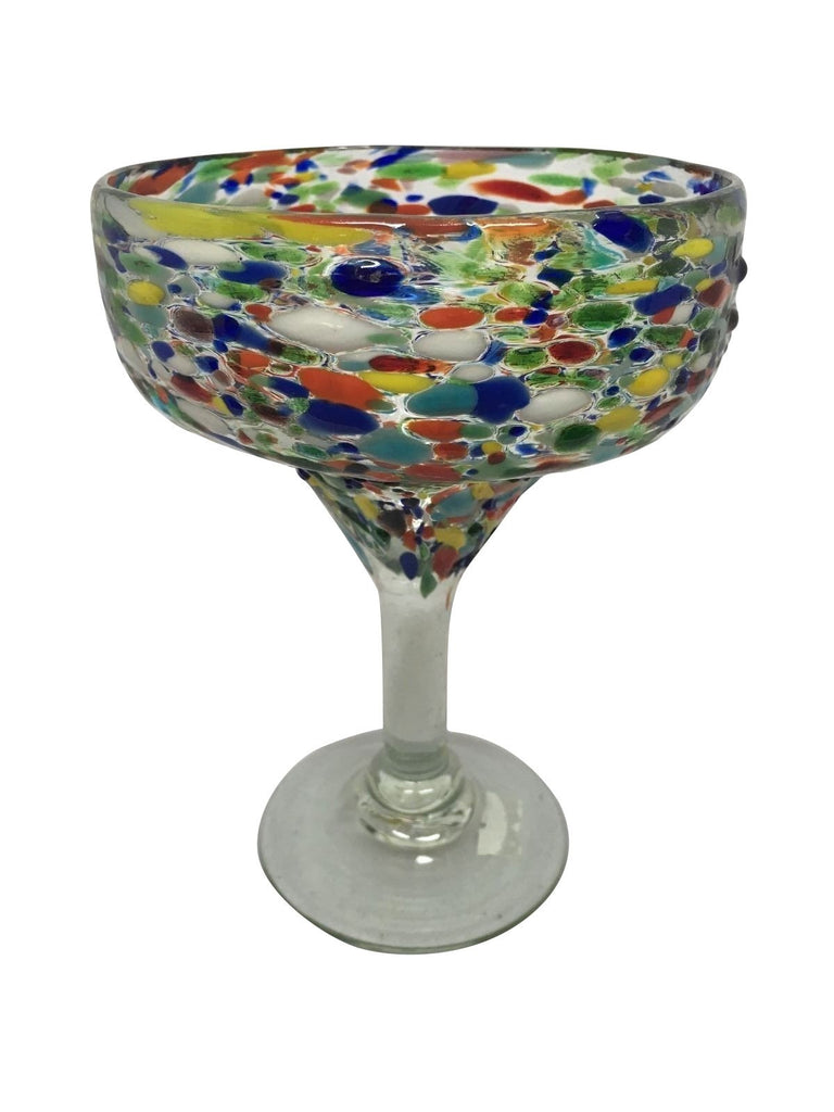 Mexican Confetti With Color Pebbles Handblown Margarita Glasses Meximart