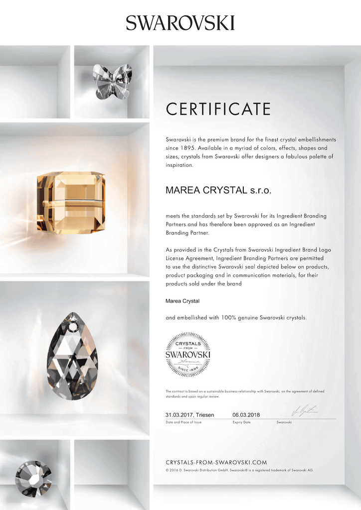 Swarovski Marea Crystal Certificate
