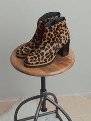 Ryton Leopard Hair Leather - High heel platform ankle boots.
