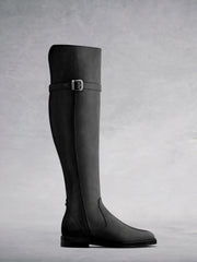 Harridge Black Leather - Over the knee biker-inspired boots.