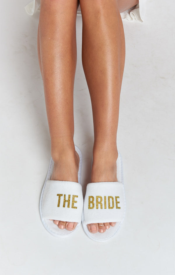 white bridesmaid slippers