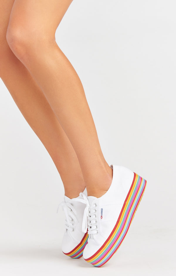 rainbow superga platform shoes