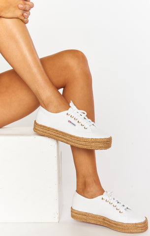 superga platform espadrille white