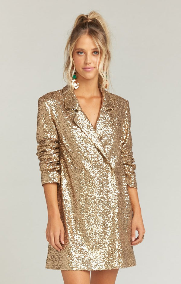 sivan golden glam sequin dress