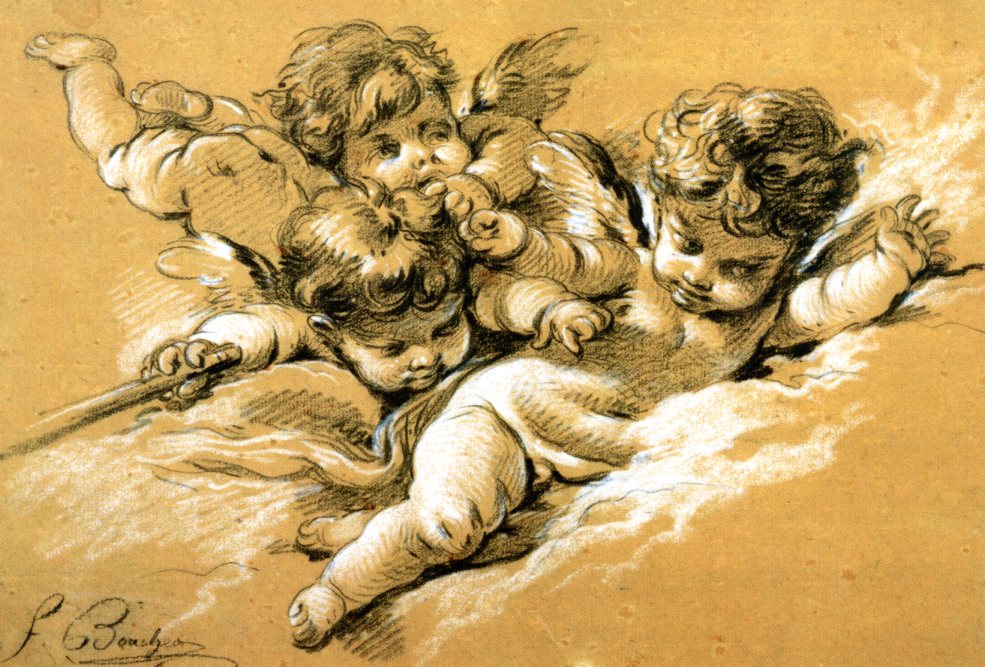 Drawing of Cherubs, 174565 by Francois Boucher 5 X 7" (Greeting Car