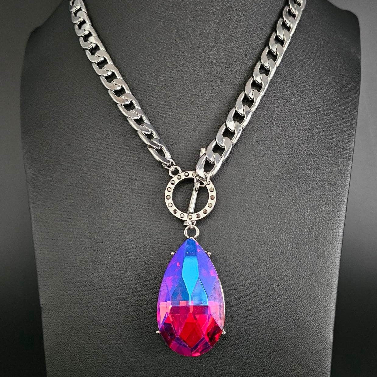 Edgy Exaggeration Pink Necklace - Bling by Danielle Baker