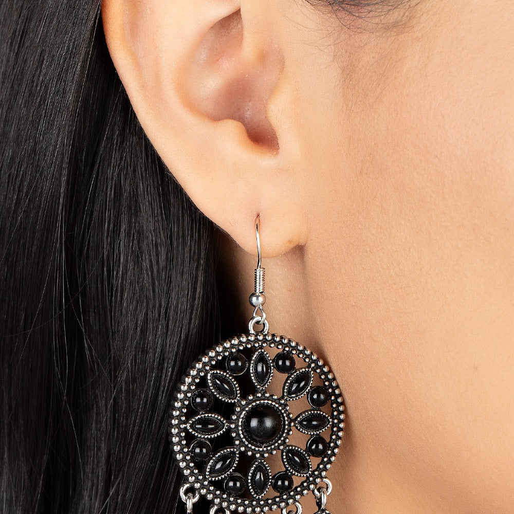 Sagebrush Symphony - Black Floral Earrings - Bling by Danielle Baker